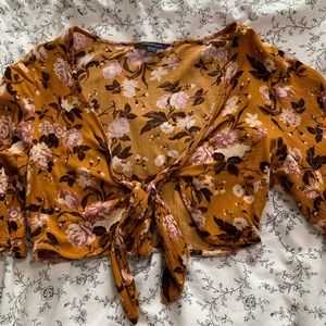 Floral tie blouse